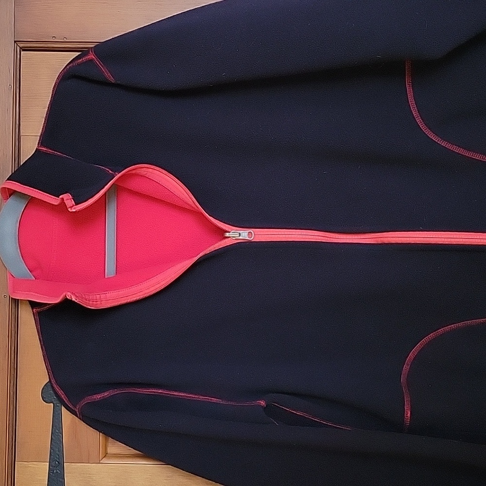 Reversible Fleece Navy Blue and Berry Red Zip-Up Jacket